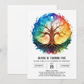 Moderne afdrukbare levensboom Verjaardag Kaart (Voorkant / Achterkant)