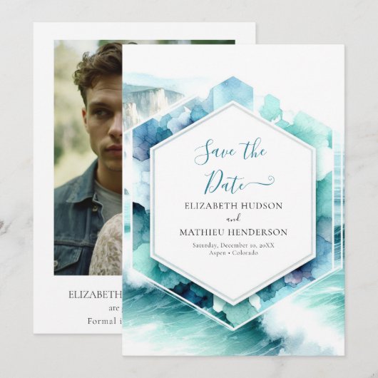 Moderne afdrukbare nautische bruiloft save the date (Voorkant / Achterkant)