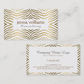 Moderne afdrukken in witte en gouden zebra visitekaartje (Voorkant / Achterkant)