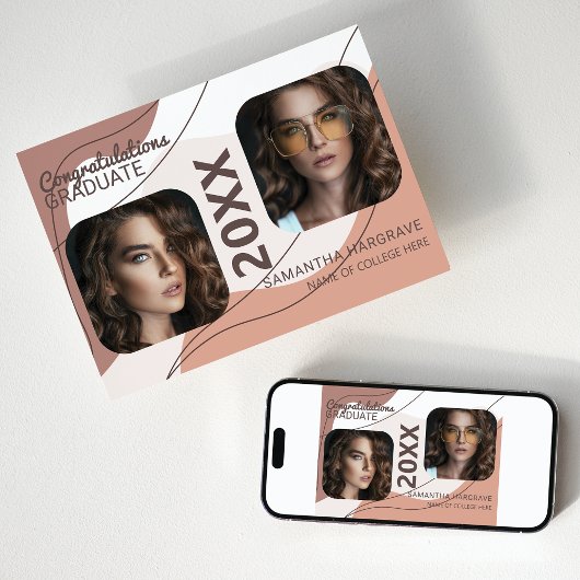 Moderne Afgestudeerde | 2 Foto Collage Afstudeerce Aankondiging