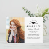 Moderne Afgestudeerde 2 Foto's Afstudeeraankondigi Kaart (Staand voorkant)