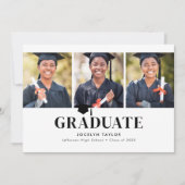 Moderne Afgestudeerde Elegante Witte 4 Foto Afstud Aankondiging (Voorkant)