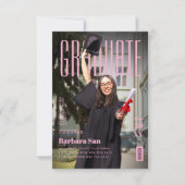 Moderne Afgestudeerde Pink Pop Grad Afstuderen Kaart (Voorkant)