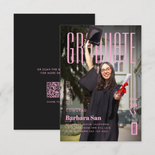 Moderne Afgestudeerde Pink Pop Grad Afstuderen Kaart