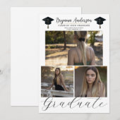 Moderne afgestudeerde trendy 3 foto foto afstudere kaart (Voorkant / Achterkant)