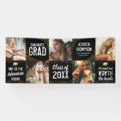 Moderne afgestudeerde zwart en goud foto spandoek (Horizontaal)