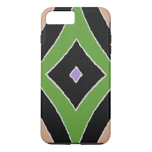 Moderne Afrikaanse Afdrukgroene paarse zwarte tinn Case-Mate iPhone Case (Achterkant)