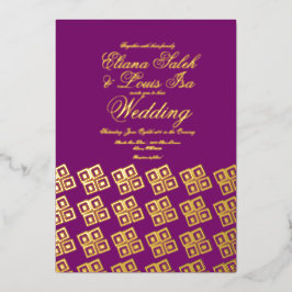 Moderne Afrikaanse Ankara Paarse Trouw Pers Folie Uitnodiging