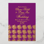 Moderne Afrikaanse Ankara Paarse Trouw Pers Folie Uitnodiging (Voorkant)