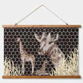 Moderne Afrikaanse Giraffe Waterverf Hangend Wandkleed (Voorkant)