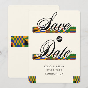 Moderne Afrikaanse Kente Save the Date Kaart