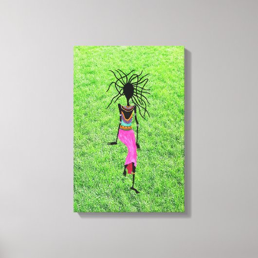 Moderne Afrikaanse kunst, Geweldige vrouwelijke kr Canvas Afdruk (Voorkant)