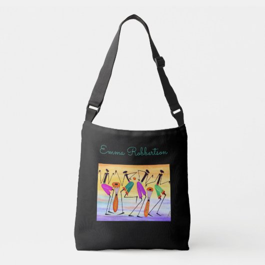 Moderne, Afrikaanse kunst, het uiten van geluk Crossbody Tas (Voorkant)