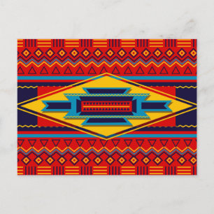 Moderne Afrikaanse kunstgoden Oogpatroonrood Geel Briefkaart