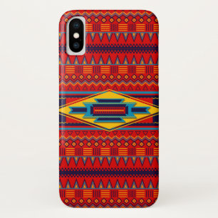 Moderne Afrikaanse kunstgoden Oogpatroonrood Geel iPhone X Hoesje
