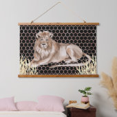 Moderne Afrikaanse Leeuw Aquarel Hangend Wandkleed (Slaapkamer)