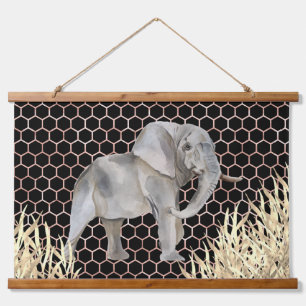 Moderne Afrikaanse Olifant Aquarel Hangend Wandkleed
