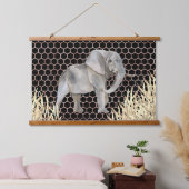 Moderne Afrikaanse Olifant Aquarel Hangend Wandkleed (Slaapkamer)
