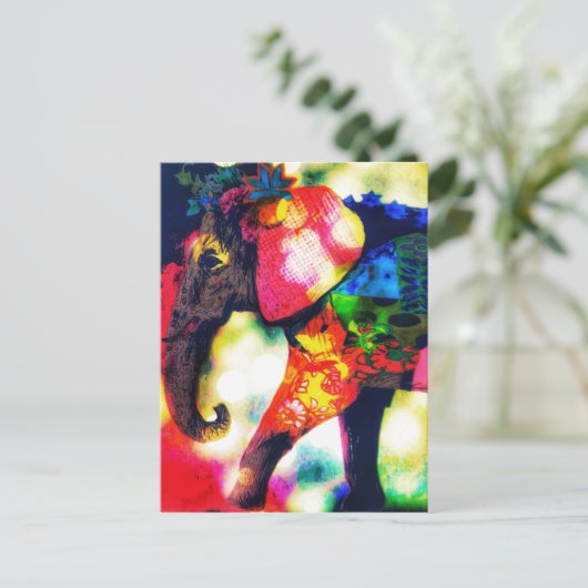 Moderne Afrikaanse olifant Pop kunst hedendaags Feestdagenkaart (Staand voorkant)