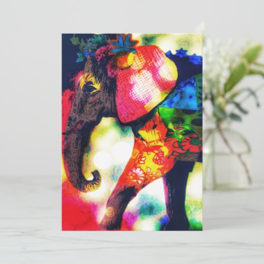 Moderne Afrikaanse olifant Pop kunst hedendaags Feestdagenkaart (Staand voorkant)