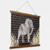 Moderne Afrikaanse olifantenWaterverf Hangend Wandkleed (Gebogen)