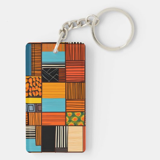 Moderne Afrikaanse Print Kleurrijk Sleutelhanger (achterkant)
