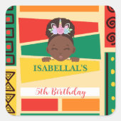 Moderne Afro-Amerikaanse meisjes Verjaardagsfeest Vierkante Sticker (Voorkant)