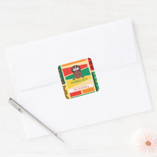 Moderne Afro-Amerikaanse meisjes Verjaardagsfeest Vierkante Sticker