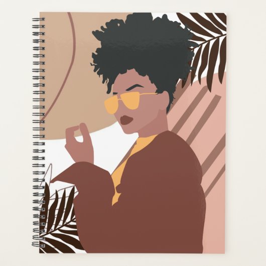 Moderne Afro-Amerikaanse Vrouw Boho Art Planner (Voorkant)