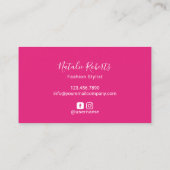 Moderne Afro Haar Meisje Hot Pink Script Schoonhei Visitekaartje (Achterkant)