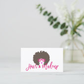 Moderne Afro Haar Meisje Hot Pink Script Schoonhei Visitekaartje (Staand voorkant)