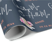 Moderne Afscheid Miss Hallo Mevrouw Blauw Bruidsfe Cadeaupapier (Rol Hoek)