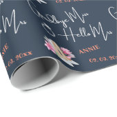 Moderne Afscheid Miss Hallo Mevrouw Blauwe Bruids  Cadeaupapier (Rol Hoek)