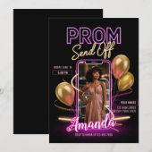 Moderne Afscheidsfeest Neons Zwarte Roze Tinten Kaart (Voorkant / Achterkant)