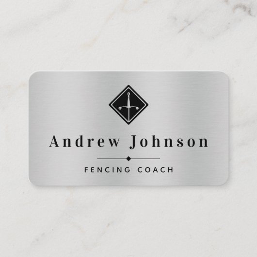 Moderne afschermende Logo Coach Instructor Fencer  Visitekaartje (Voorkant)