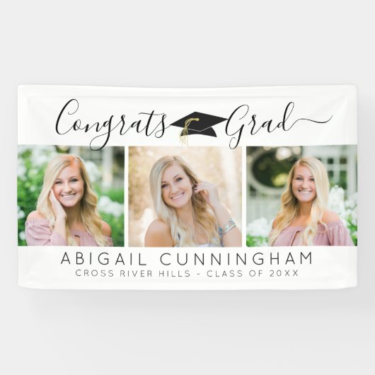 Moderne Afsluiting 3 Foto's Script Wit Zwart Spandoek (Horizontaal)