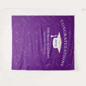 Moderne Afsluiting Nep Gouden Confetti Paars/Wit Wandkleed (Voorkant (horizontaal))