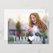 Moderne Afstudeer Dank Je Hart (lege achterkant) Briefkaart (Voorkant / Achterkant)