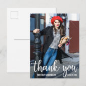 Moderne afstudeer dankjewel foto (lege achterkant) briefkaart (Voorkant / Achterkant)