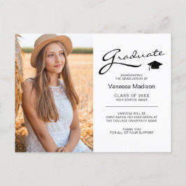 Moderne Afstudeer Elegante Schrift | Trendy Foto Briefkaart