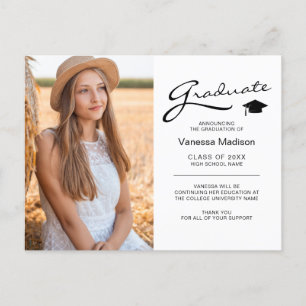 Moderne Afstudeer Elegante Schrift Trendy Foto Briefkaart