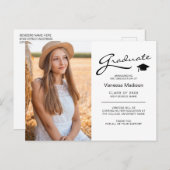 Moderne afstudeer elegante script | Trendy foto Briefkaart (Voorkant / Achterkant)