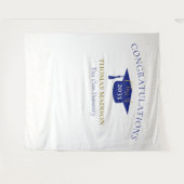 Moderne Afstudeer Glitter Achtergrond | Blauw Wandkleed (Voorkant (horizontaal))