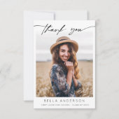 Moderne afstudeer handgeschreven script foto bedankkaart (Voorkant)