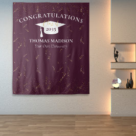 Moderne Afstudeer Nep-Confetti Donkerrood/Wit Wandkleed