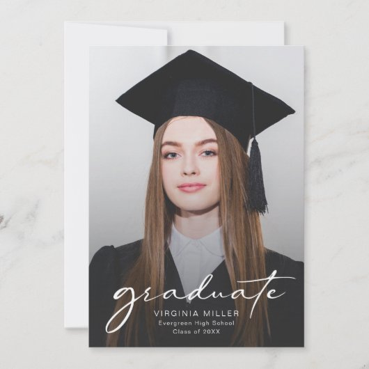 Moderne Afstudeer Script Foto Afstuderen Kaart (Voorkant)