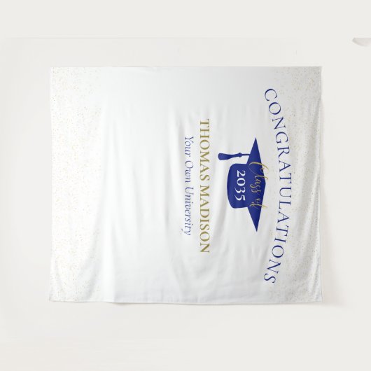 Moderne Afstudeer Valse Glitter Achtergrond | Blau Wandkleed (Voorkant (horizontaal))