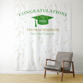 Moderne Afstudeer Valse Sluiers Groene Achtergrond Wandkleed (In situ)