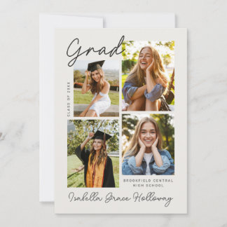 Moderne afstudeeraankondiging met meerdere foto's kaart