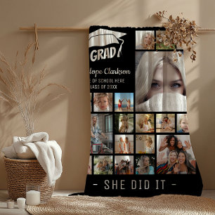 Moderne AFSTUDEERDER 13x foto collage Afstuderen G Fleece Deken